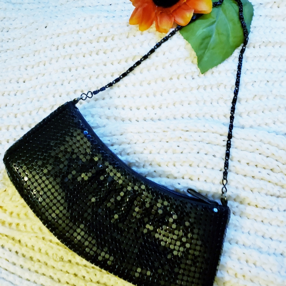 Black sequin evening clutch